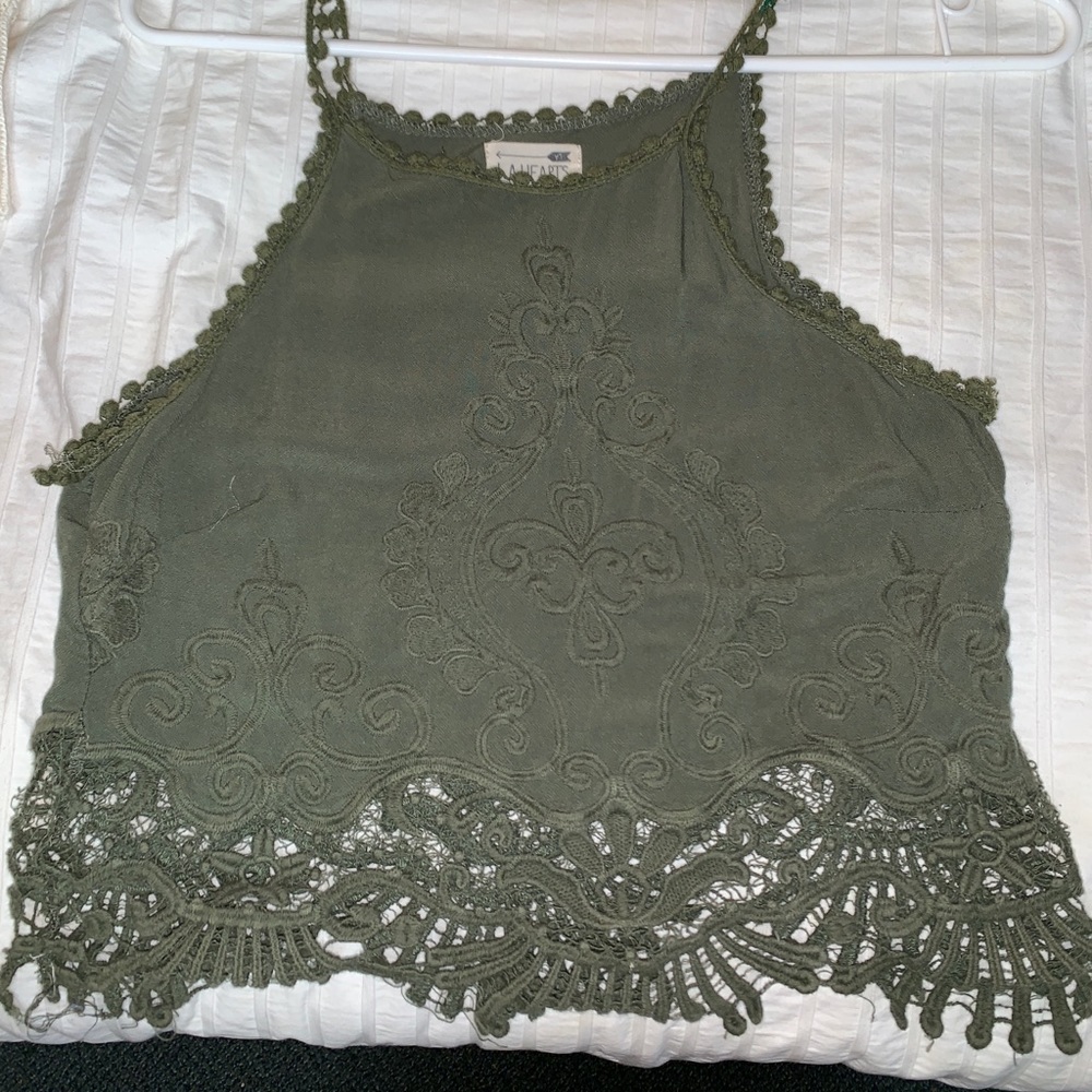 LA Hearts camo green lace tank (size S)